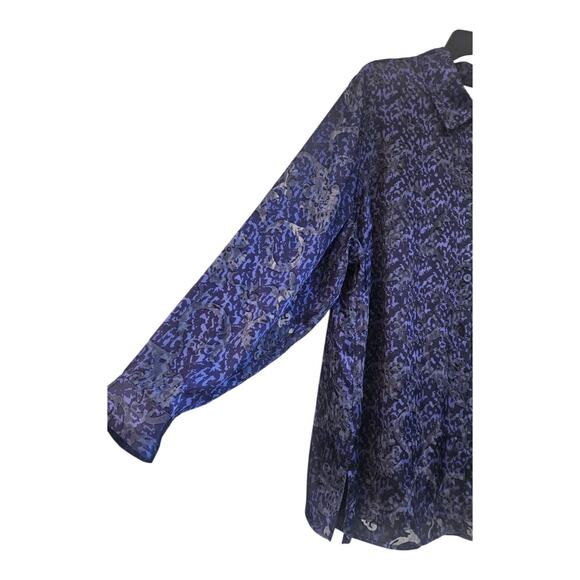 JM Colection Woman Size 24W Blouse Button-Up Long Sleeve Purple Collared - Picture 4 of 9